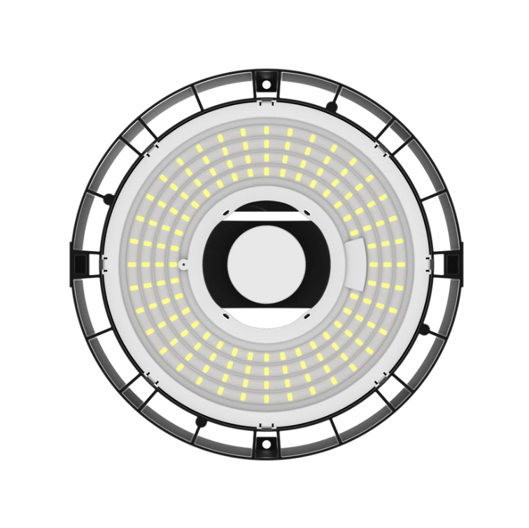 campana led highbay vista laterale con gancio di sospensione