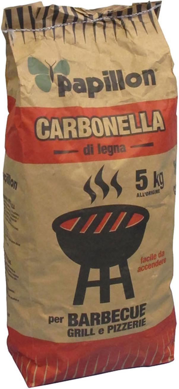 sacco carbonella di legna 5 kg papillon per barbecue grill e pizzerie