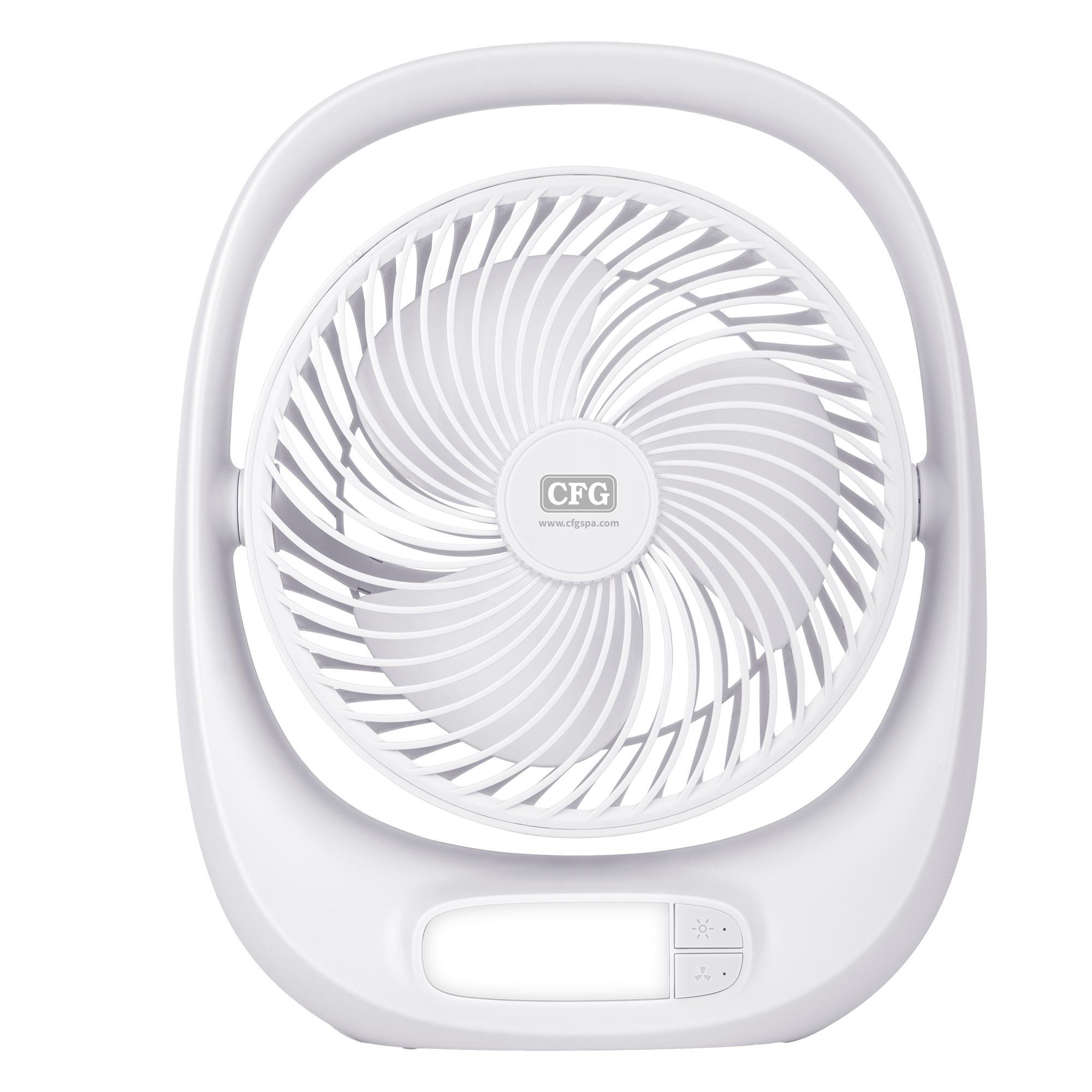 ventilatore da tavolo cfg ricaricabile usb c orientabile con luce notturna
