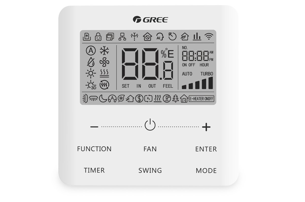 comando a filo per gestione unita canalizzabile con funzioni ventilazione e timer comando a filo per climatizzatore canalizzabile con display e tasti funzione