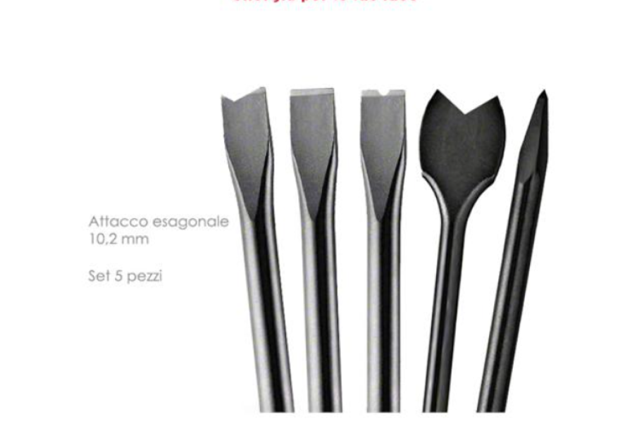scalpelli sds esagonali set 5 pezzi assortiti set 5 scalpelli sds esagonali assortiti punta e piatti