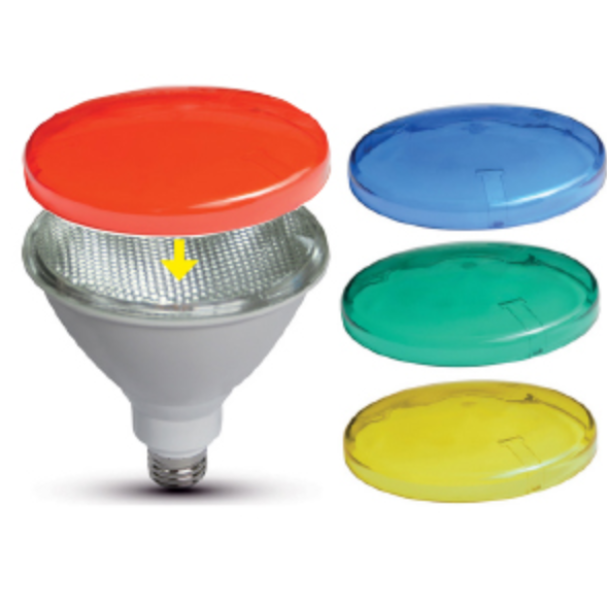 lampada led par38 ip65 e27 con filtri colorati applicabili
