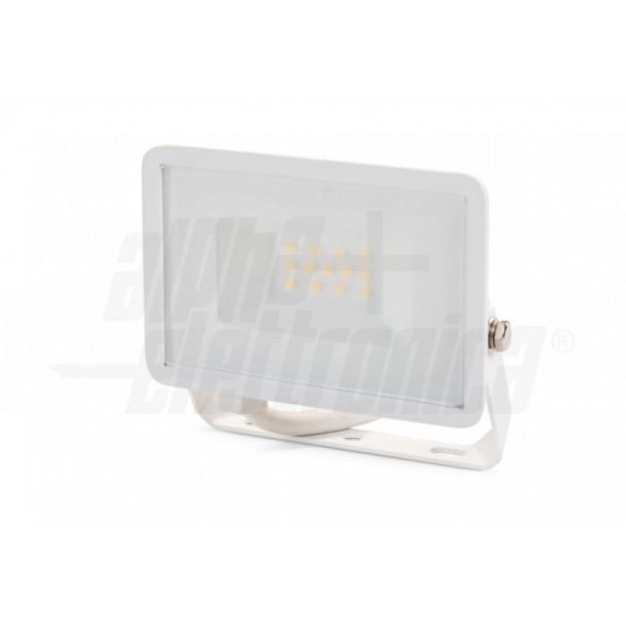 proiettore led esterno bianco vista angolata con staffa