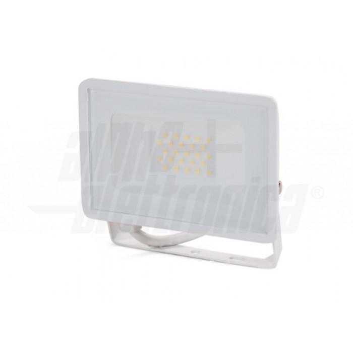 proiettore led da esterno bianco 20w 4000k ip65 vista angolata con staffa