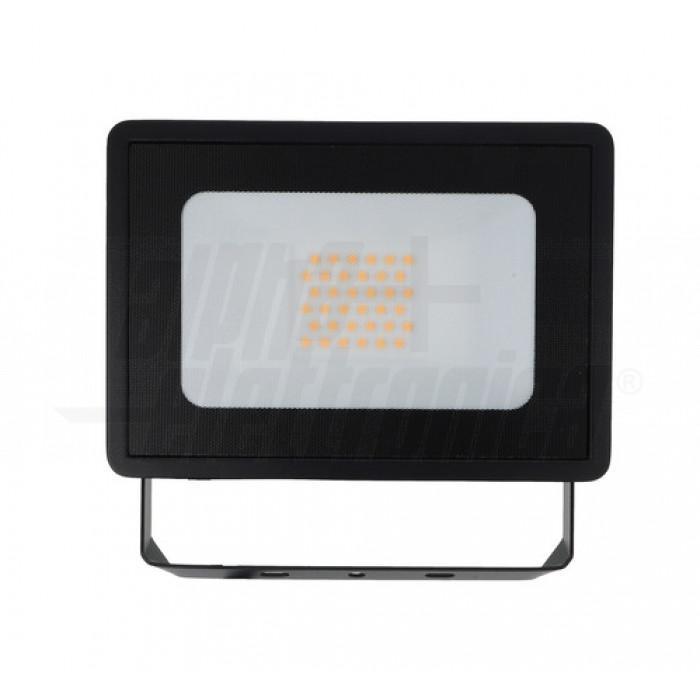 proiettore led nero 30w 3000k ip65 vista frontale