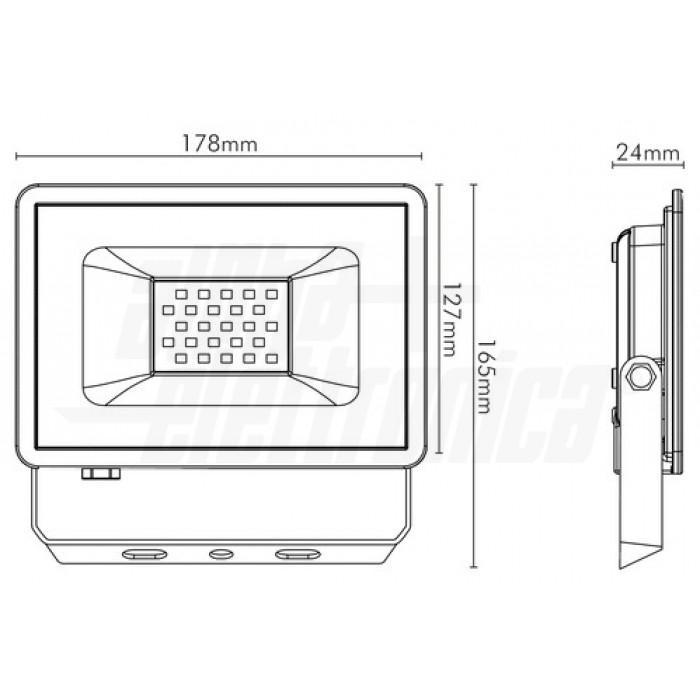 disegno tecnico proiettore led 30w dimensioni 178 127 24 mm