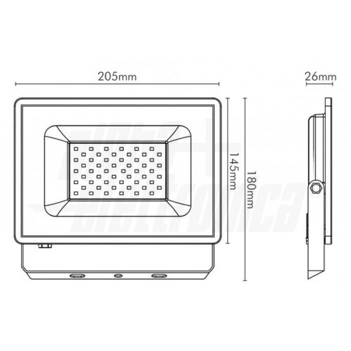 disegno tecnico proiettore led 205mm 145mm 26mm