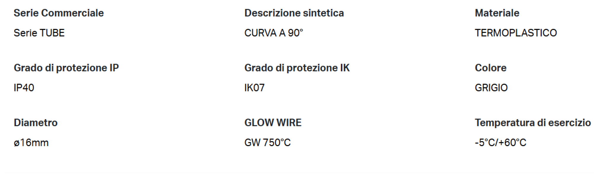 curva 90 gradi per tubo rigido 16 mm grigia curva 90 gradi per tubo rigido diametro 16 mm in termoplastico grigio