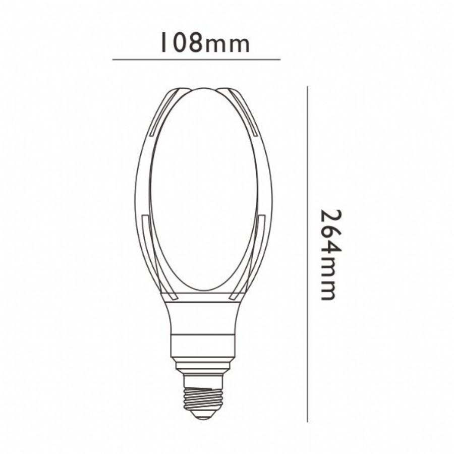 disegno tecnico dimensioni lampadina led ellissoidale 264mm 108mm