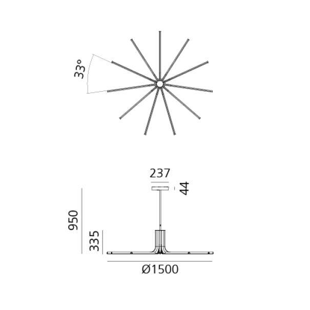 diagramma distribuzione luminosa lampada sospensione artemide veil grey