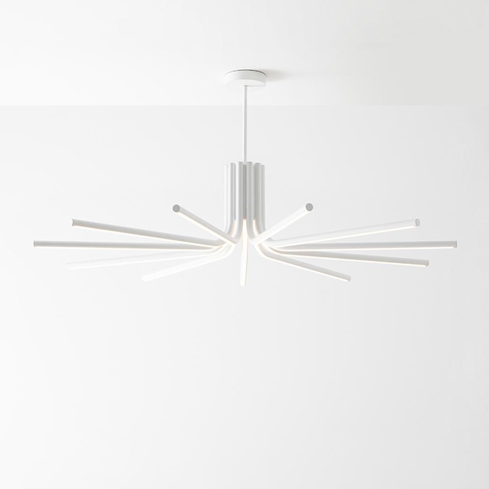 lampada a sospensione led bianca artemide veil vista frontale