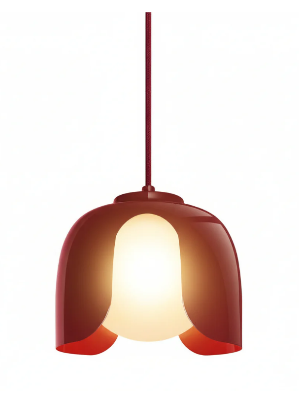 lampadario a sospensione e27 ledvance decor corolle rosso in vetro