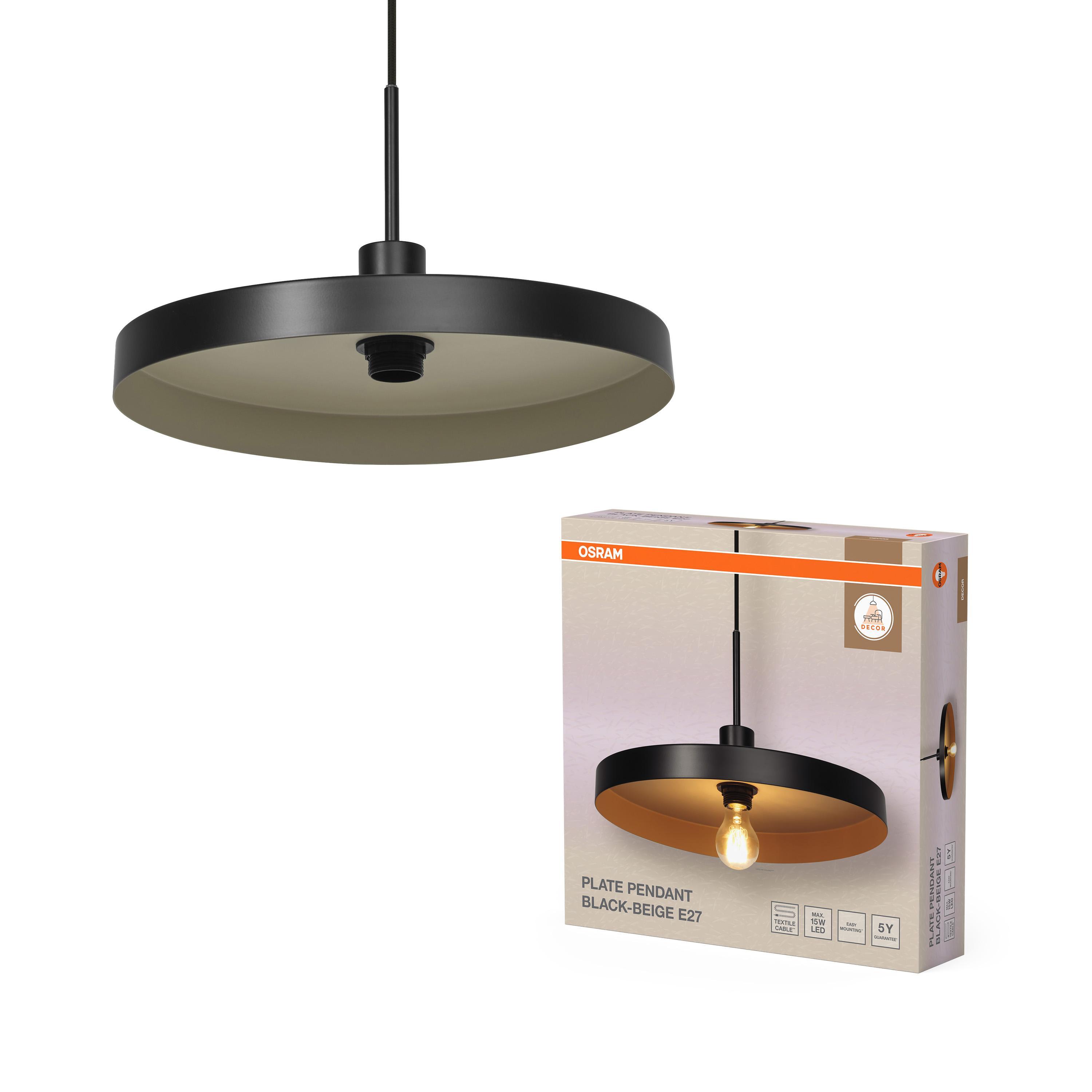 lampadario sospeso nero beige con portalampada e27 a vista