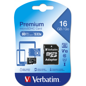Microsdhc 16gb class 10 44082 verbatim premium