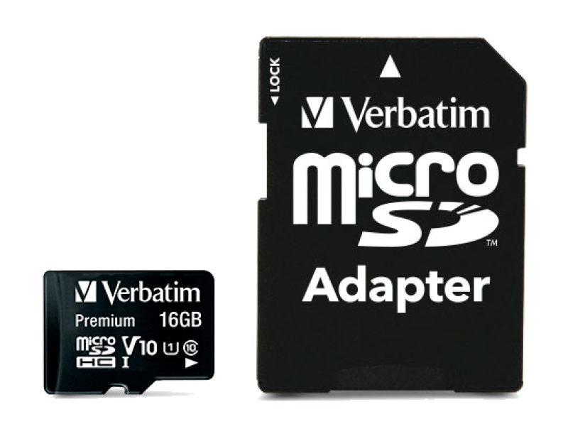 scheda verbatim microsd 16gb premium con adattatore sd class 10 v10