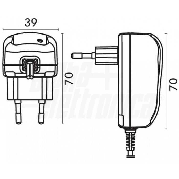 Alimentatore switching universale a spina con cavo uscita colore nero