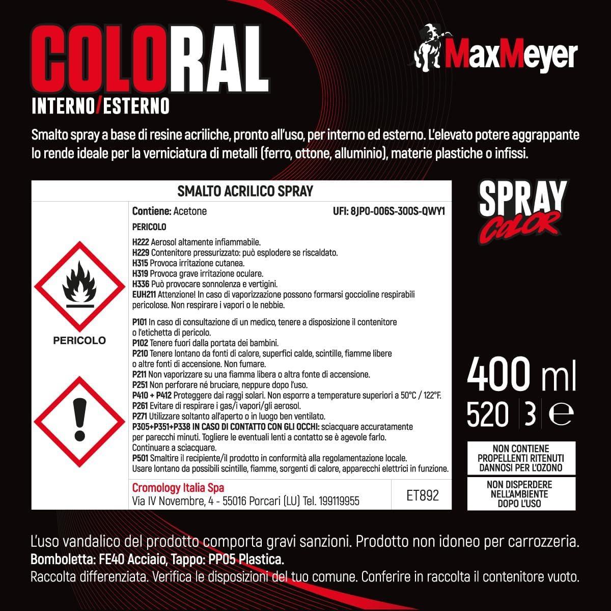 Bomboletta smalto acrilico spray RAL 9010 bianco opaco 400 ml MaxMeyer Coloral
