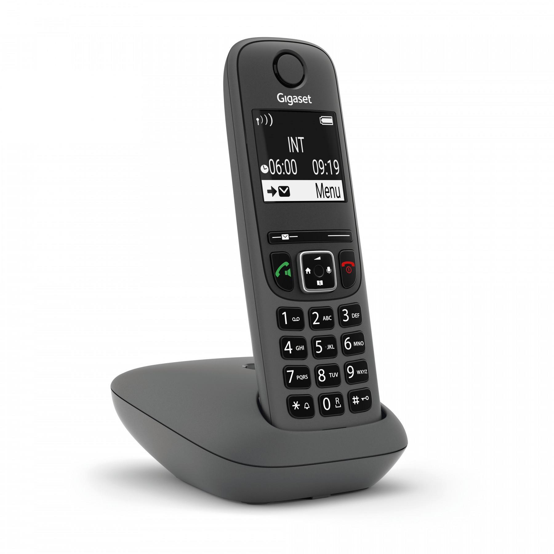 telefono cordless gigaset nero con base di ricarica e display