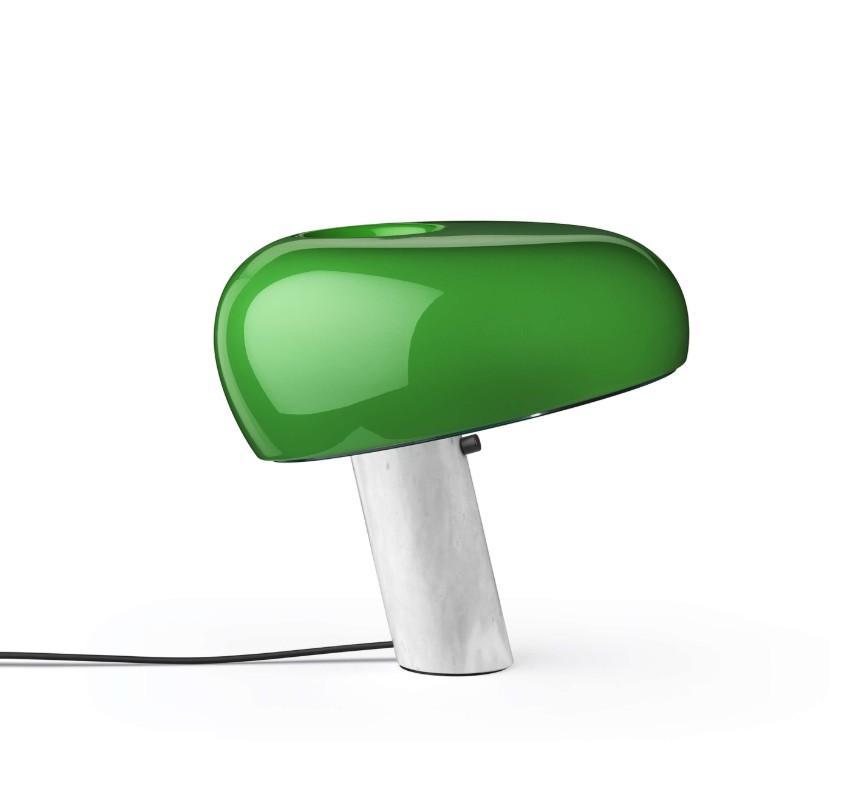 lampada da tavolo flos snoopy verde con base in marmo