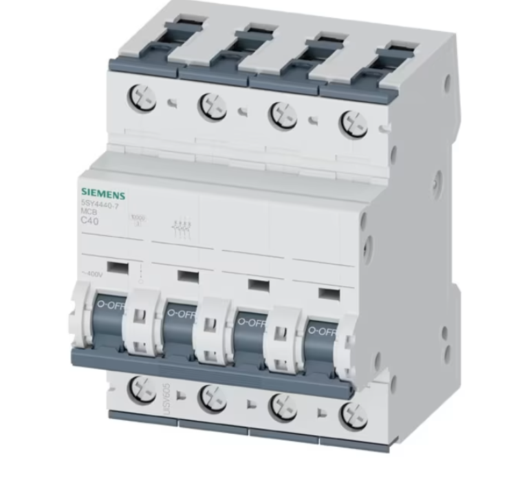 interruttore magnetotermico 4p 40a 10ka siemens sentron vista frontale interruttore magnetotermico siemens sentron 4 poli 40a 10ka vista frontale