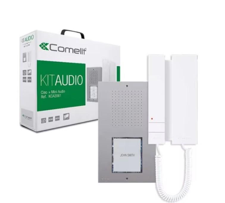 kit citofono audio comelit simplebus 2 con pulsantiera ciao e citofono mini con cornetta