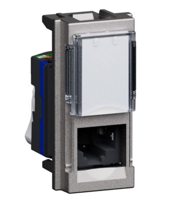 connettore rj45 cat6 utp toolless idc bticino living now 1 modulo finitura steel