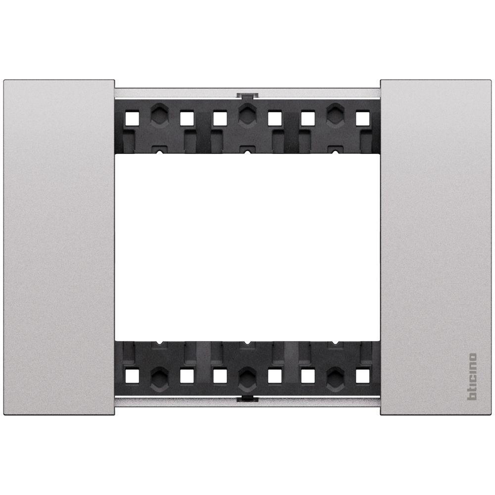 placca bticino living now 3 moduli finitura steel