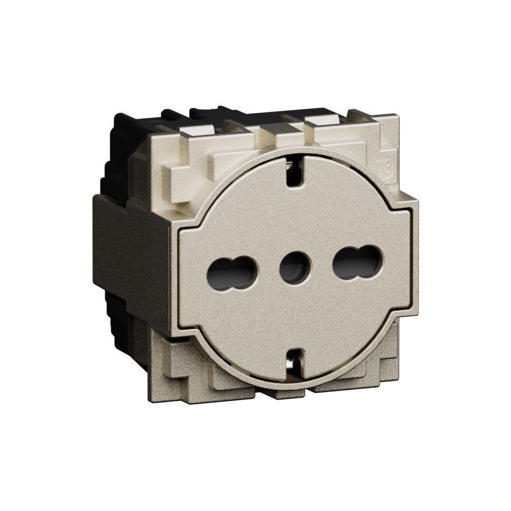 presa di corrente flat 2pt 16a 2 moduli living now champagne bticino