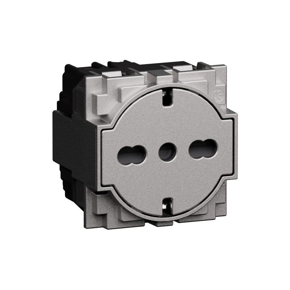 presa flat bticino living now steel 2 moduli 2p t 16a 250v