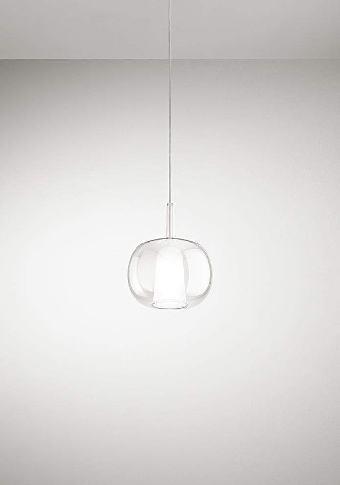 lampada a sospensione in vetro trasparente con cavo pvc e27