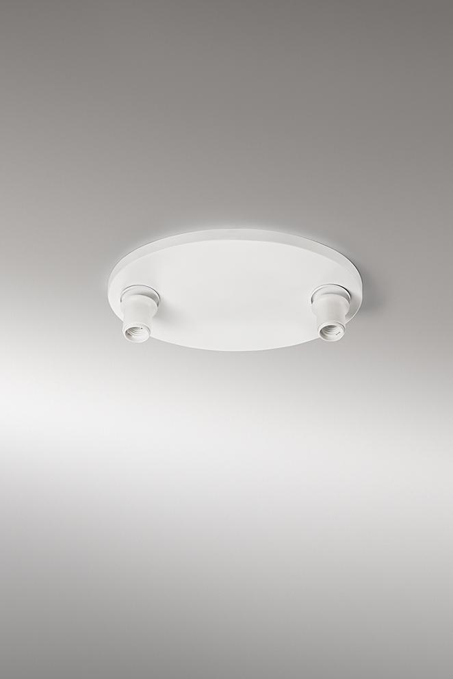 supporto a soffitto ovale bianco per plafoniera perenz con 2 attacchi e27