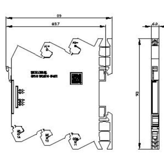 disegno tecnico dimensioni rele di interfaccia siemens sirius 3rq4 slim
