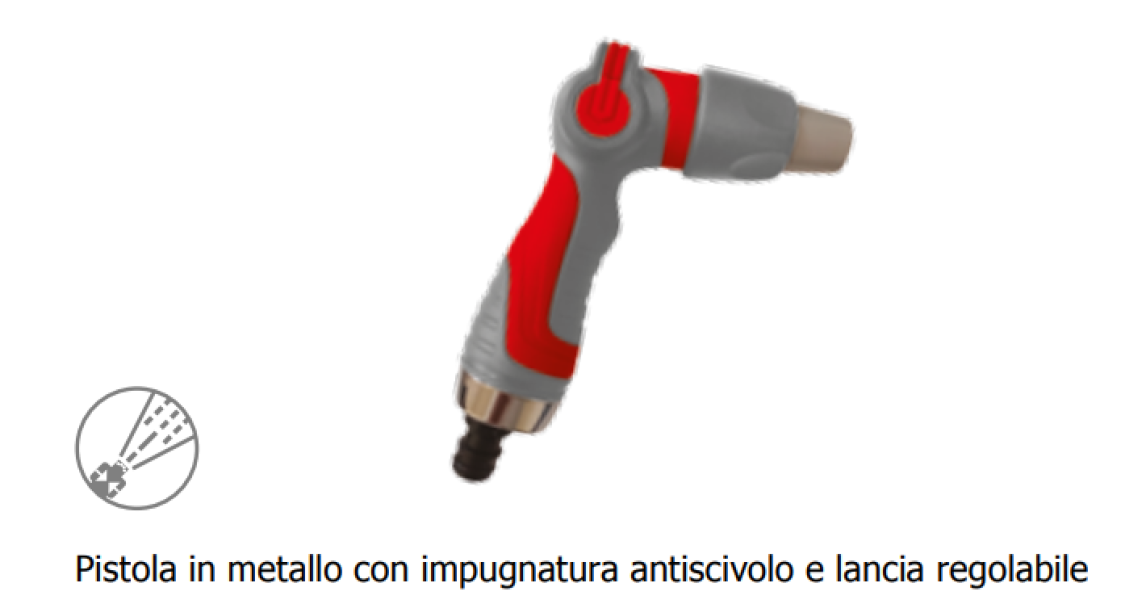 pistola in metallo con impugnatura antiscivolo e lancia regolabile