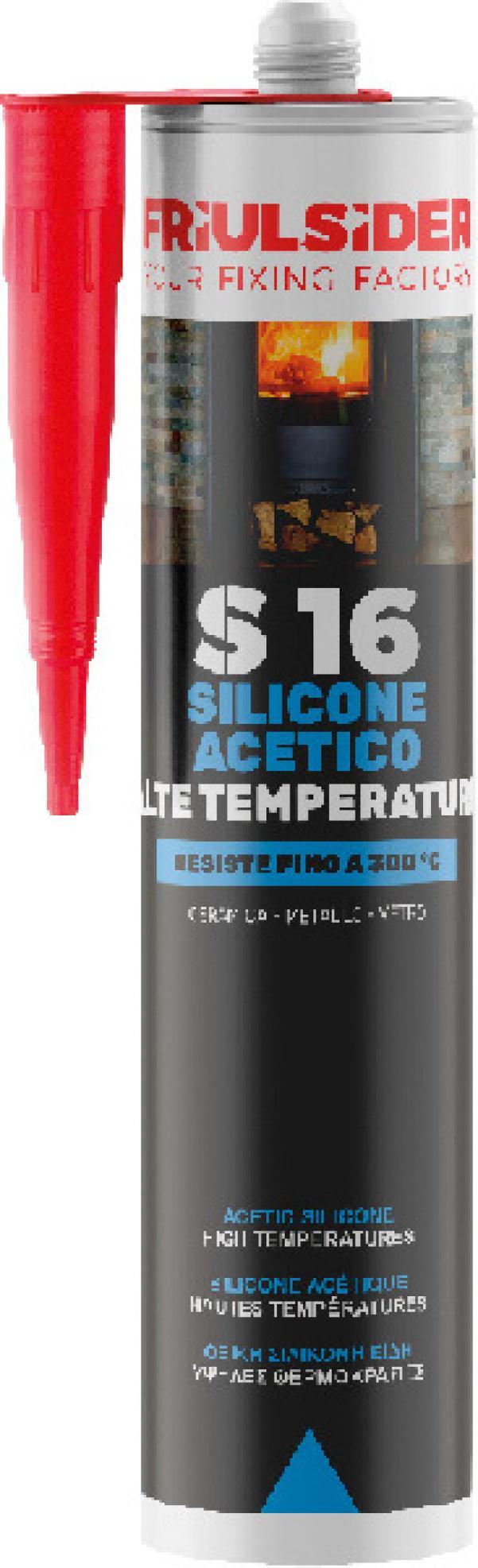 Cartuccia silicone acetico alte temperature rosso Friulsider S16 300 ml