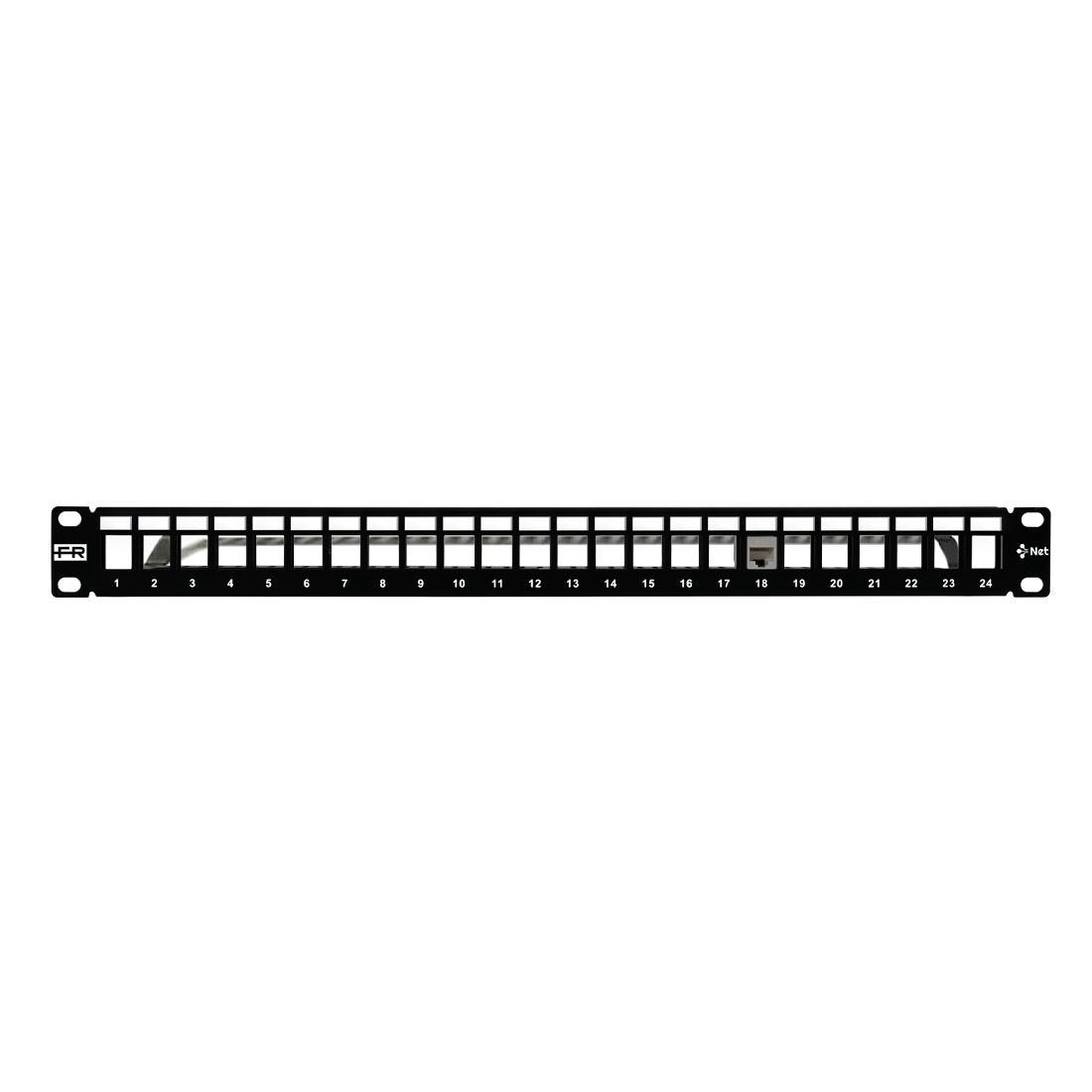 patch panel rack 19 pollici 24 porte keystone rj45 nero