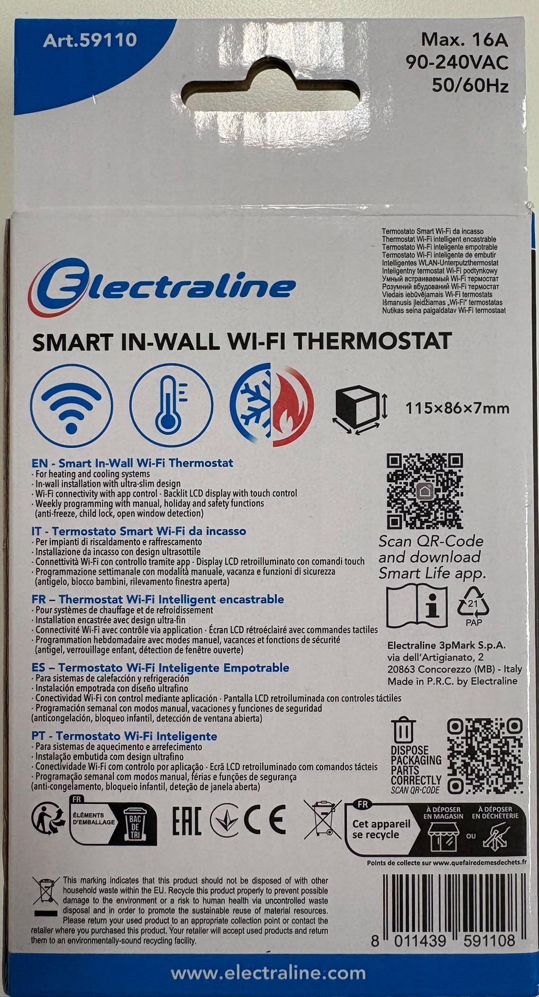termostato smart wifi da incasso electraline nero con display touch frontale termostato smart wifi da incasso electraline nero con display lcd touch e controllo da app