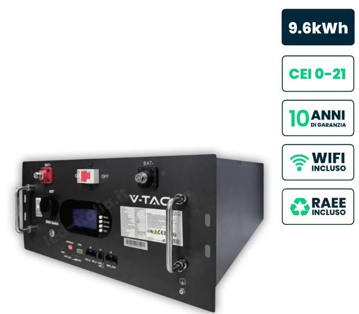 batteria accumulo litio lifepo4 96kwh 48v v tac a rack nera
