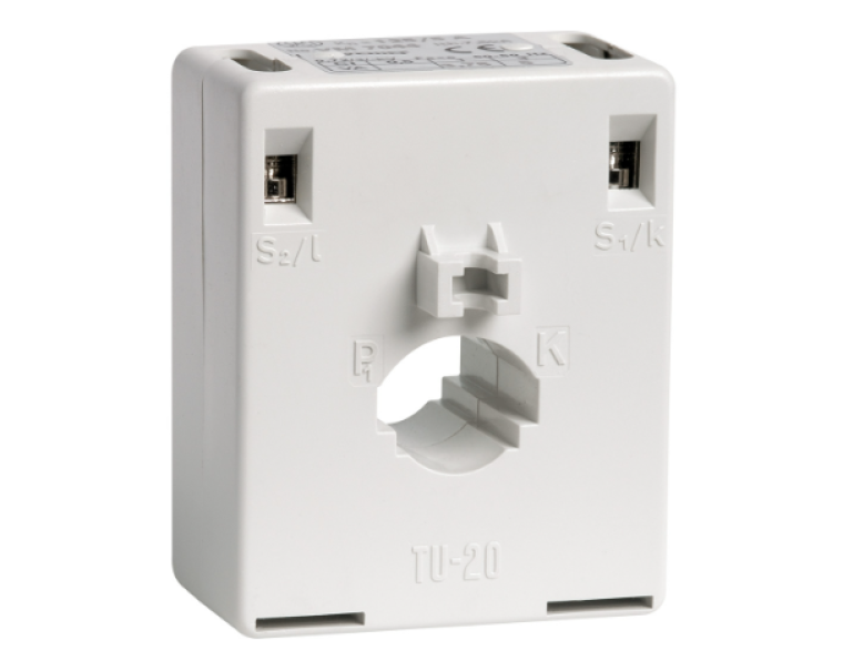 Trasformatore amperometrico Vemer TU20 50 5A a barra passante trasformatore amperometrico vemer tu20 50 5a barra passante vista frontale