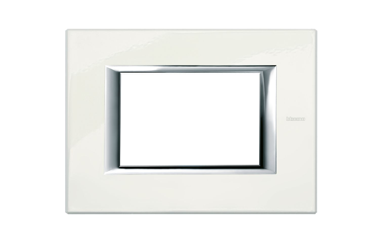 Placca rettangolare 3 moduli bianco limoges in metallo bticino axolute