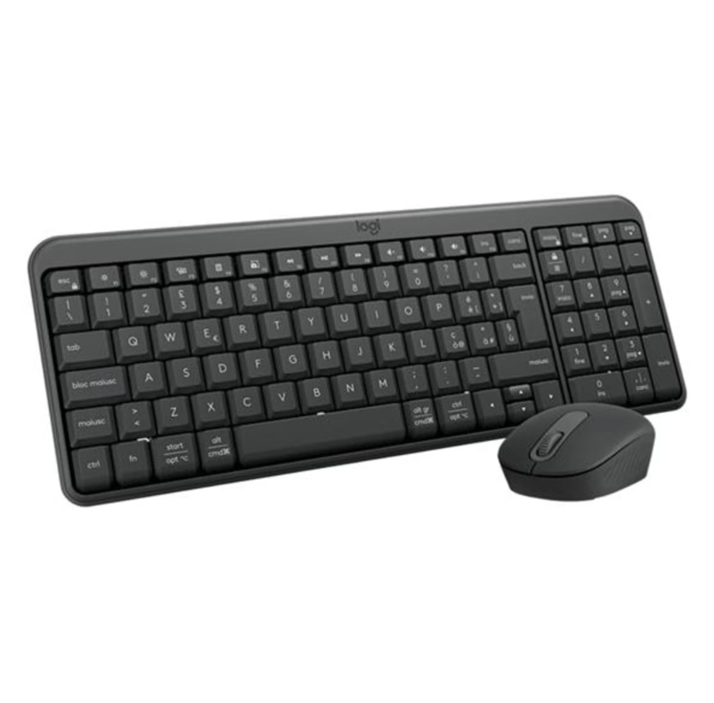 tastiera e mouse wireless bluetooth logitech mk250 colore grafite vista angolata