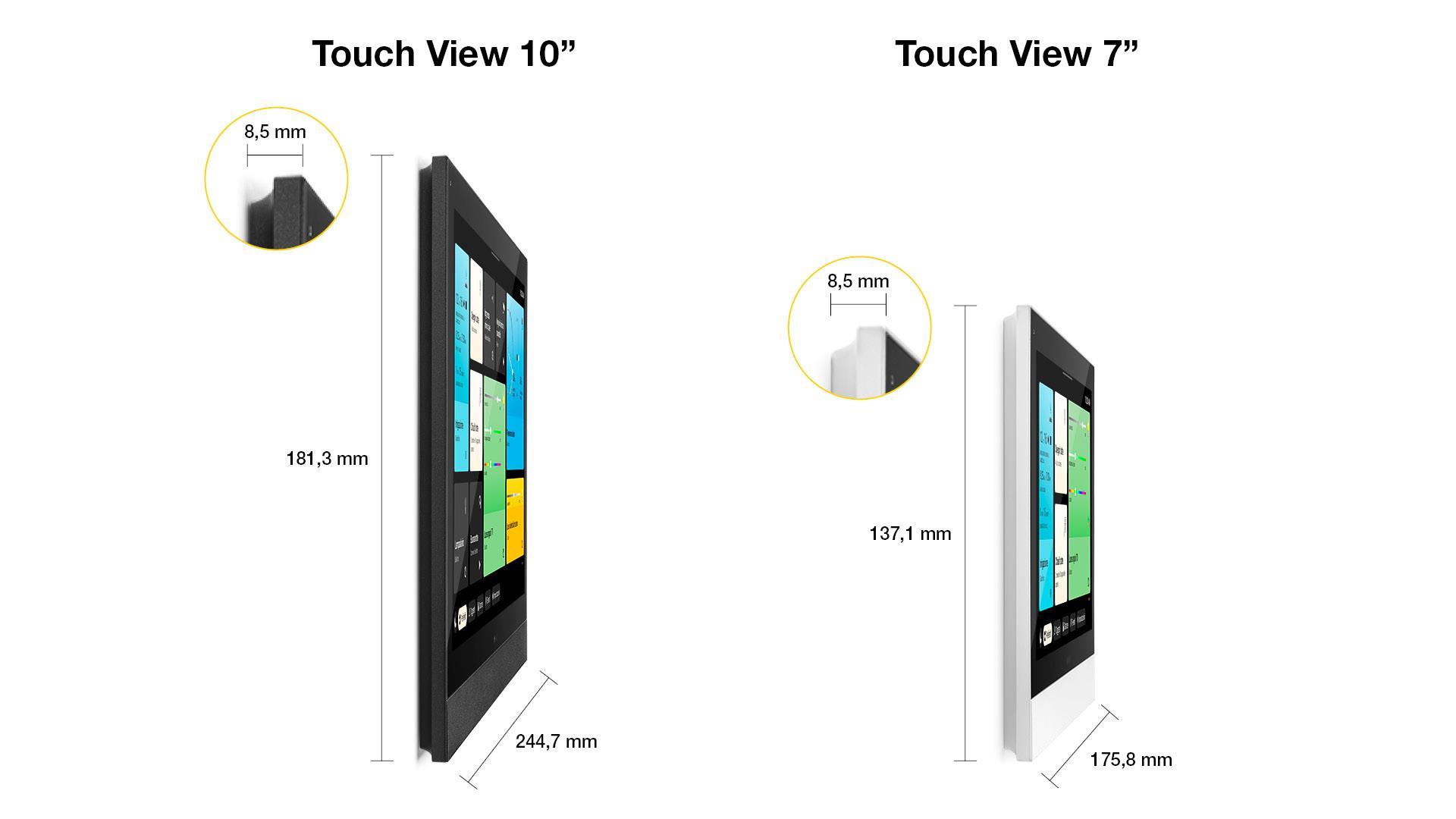 touch view vimar confronto 7 pollici e 10 pollici pannello touch view vimar confronto dimensioni 7 pollici e 10 pollici