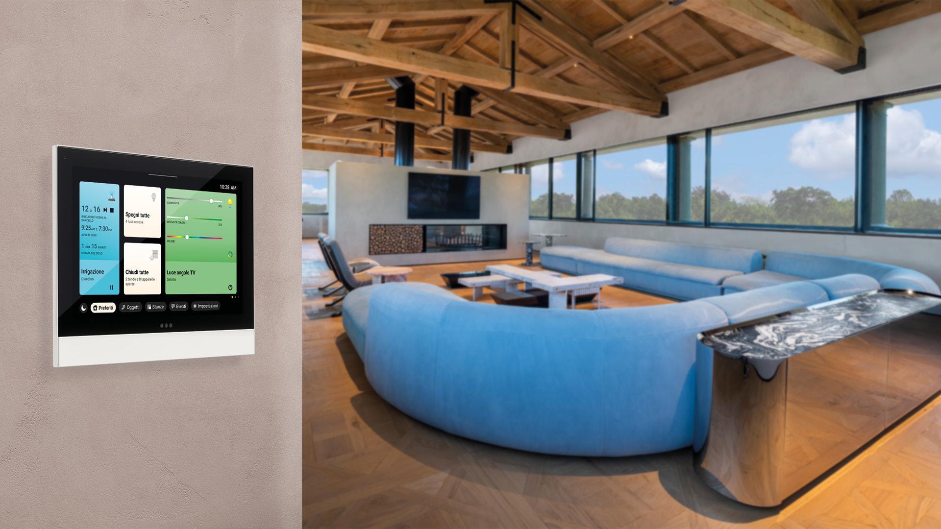 touch view vimar supervisore touch installato a parete touch view vimar installazione a parete in ambiente domestico