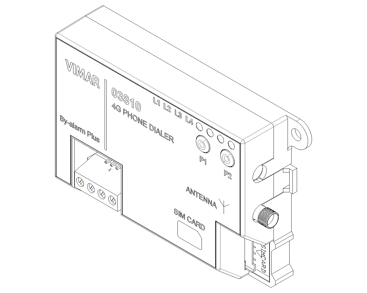 disegno tecnico ingombri comunicatore gsm vimar by alarm plus disegno tecnico ingombri comunicatore gsm vimar by alarm plus