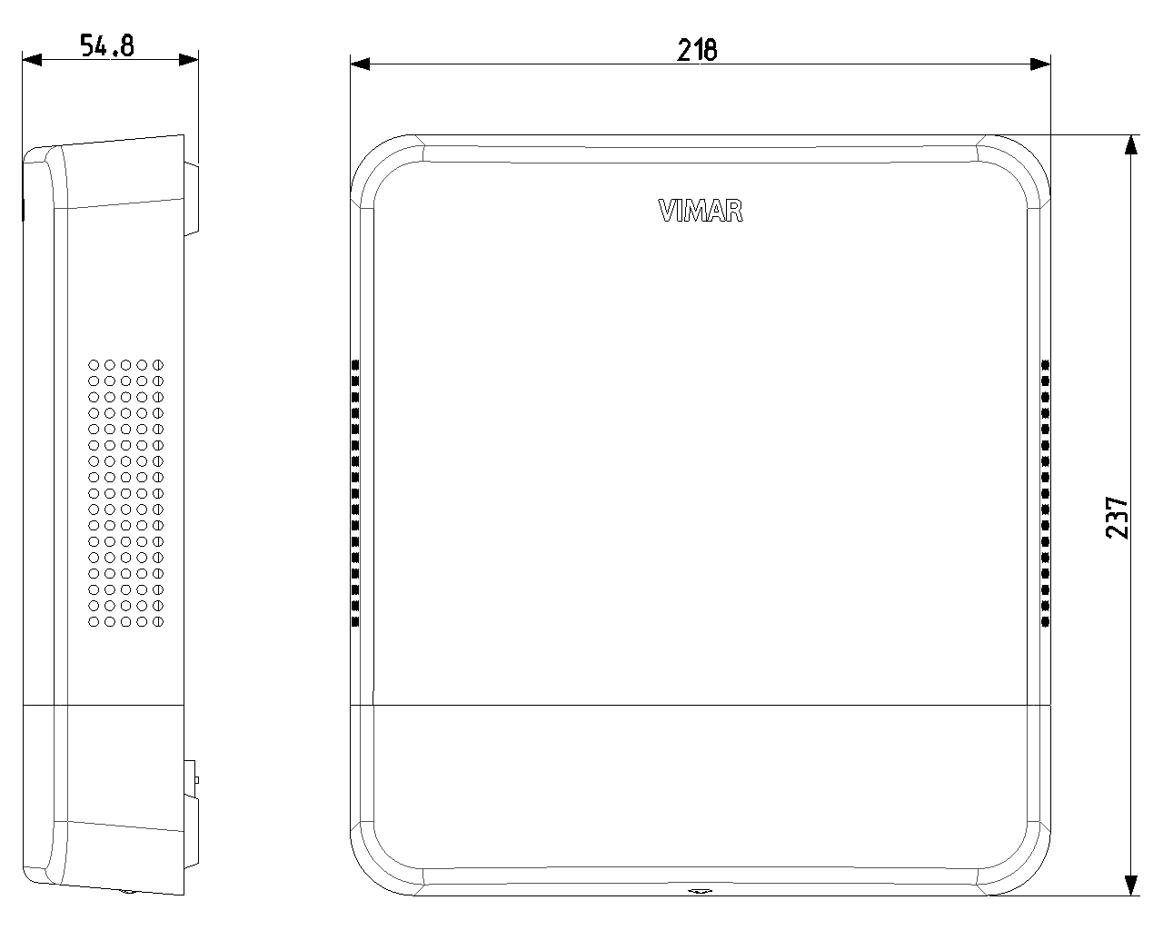ingombri sirena bus da esterno vimar 218x237 disegno ingombri sirena bus da esterno vimar 218 x 237 x 55 mm