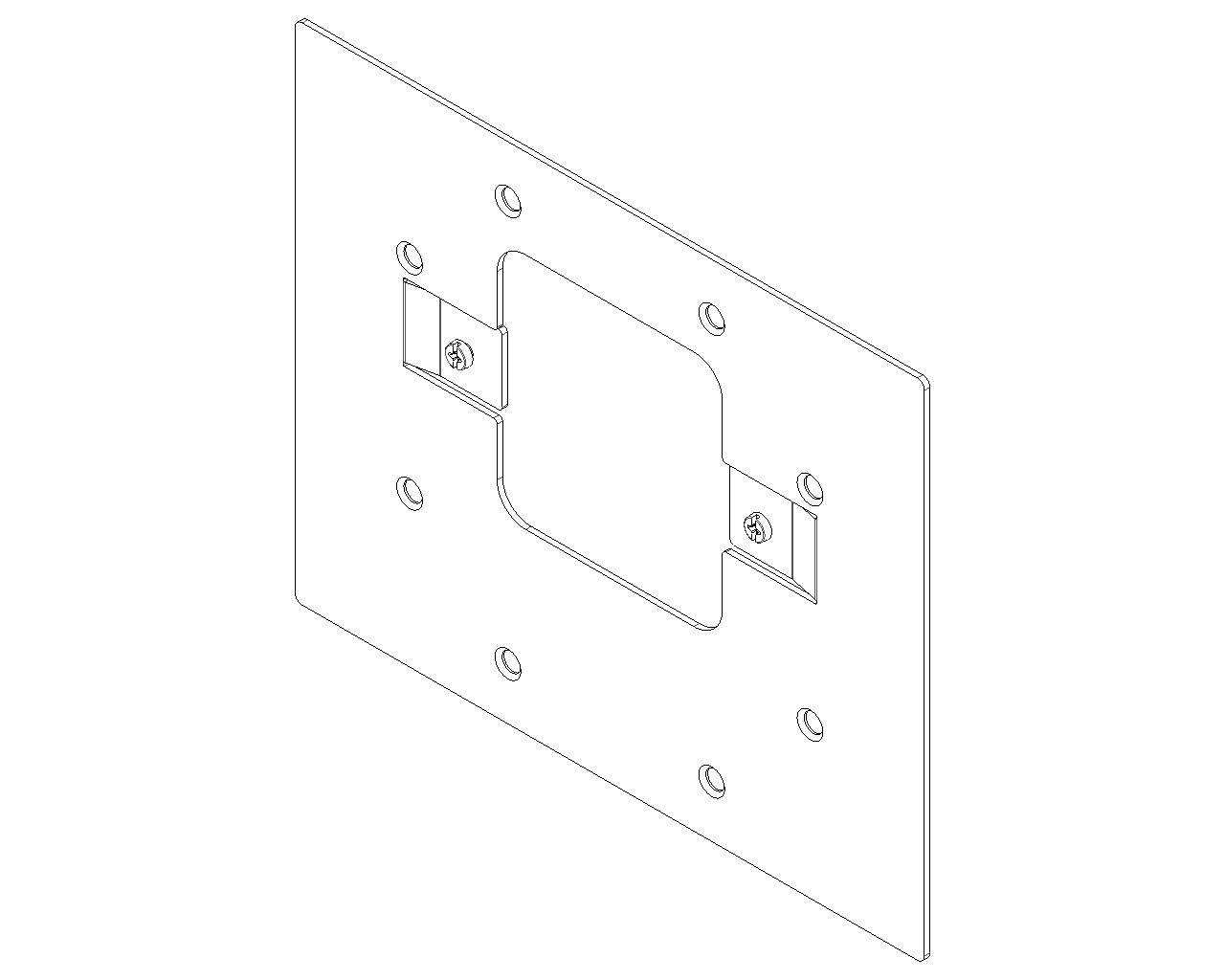 supporto 8 moduli vimar bco vista 3d con fori di fissaggio e viti