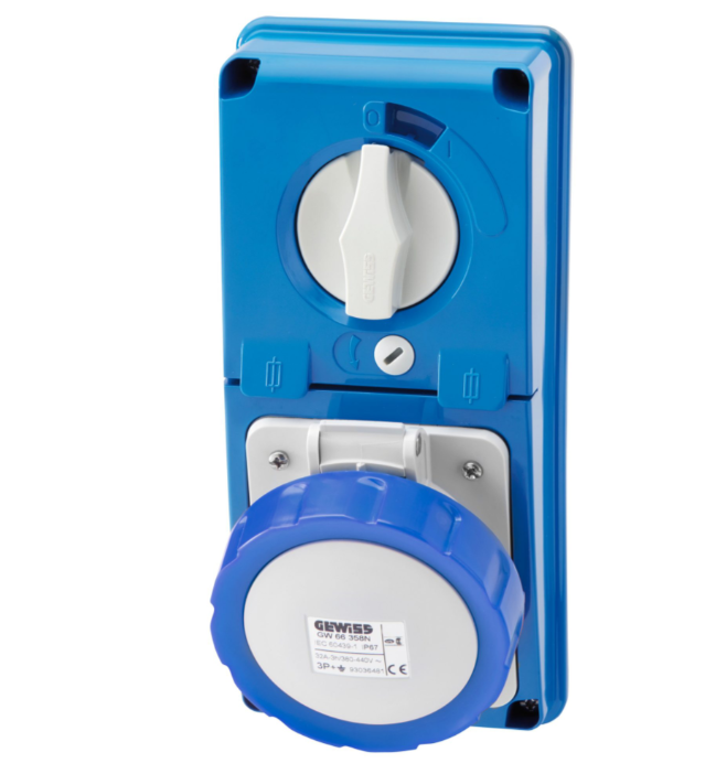 presa industriale interbloccata gewiss ip67 2p t 16a con portafusibile presa industriale interbloccata gewiss ip67 2p t 16a blu con portafusibile