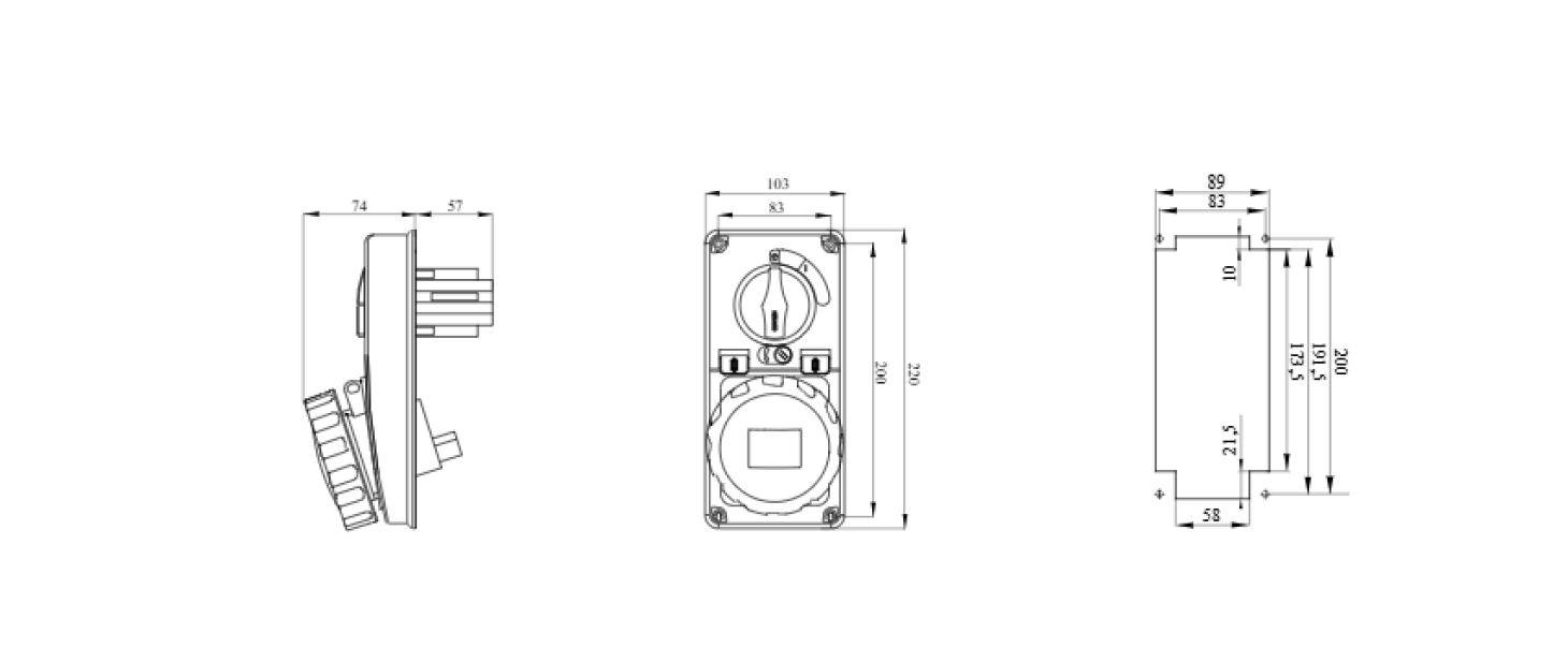 dimensioni presa industriale interbloccata gewiss ip67 2p t disegno dimensionale presa industriale interbloccata gewiss ip67 2p t