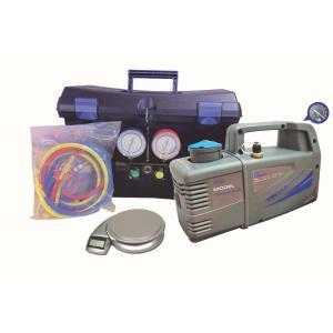 Set vuoto e carica in valigia per gas r410/r32 con pompa bistadio per il vuoto da 58 l/min   - ob576011