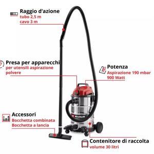 Bidone aspiraliquidi aspirapolvere 2342250 einhell 30 l