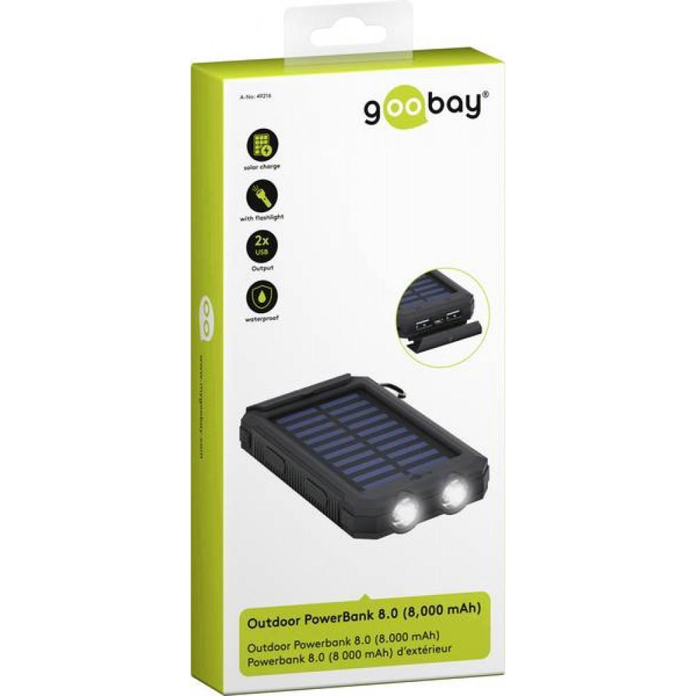 retro powerbank solare outdoor goobay con bussola integrata e moschettone